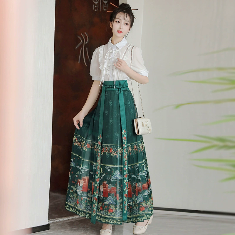 (Поэзия Шаньюе) Ming Ming Horse юбка костюм Hanfu женский 2024 новый весенний и летний ежедневный новый китайский костюм