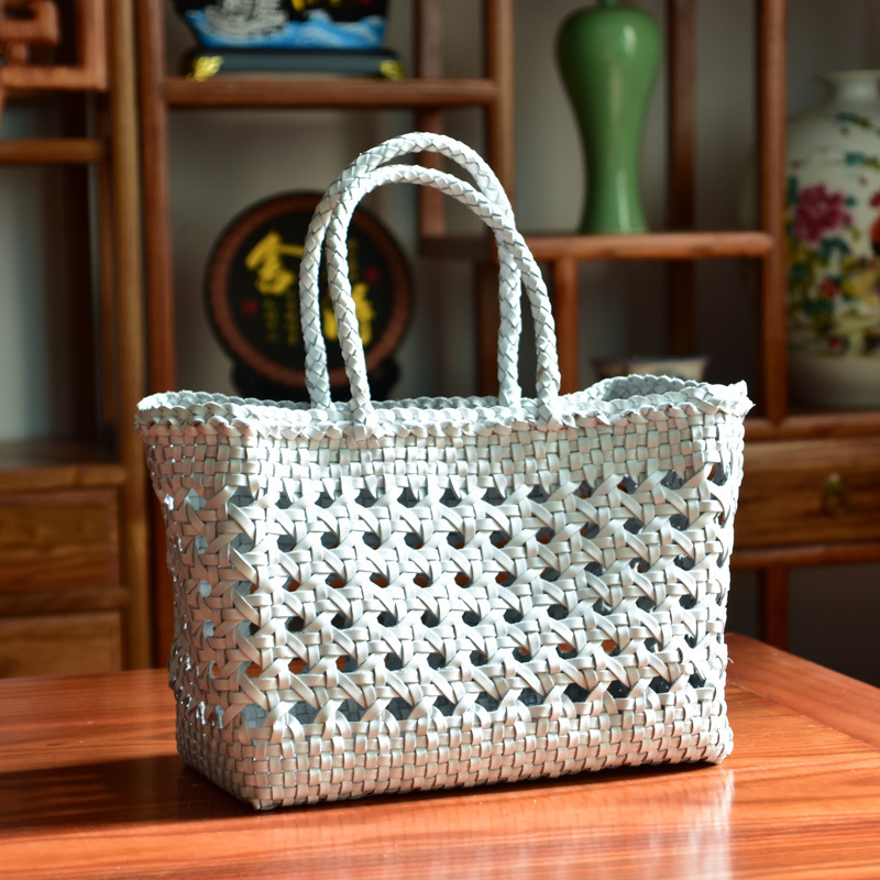 Bolsa tejida de difusión de Dragón Primera capa de piel de vaca bolsa de cesta de verduras hueco ins Bolsa De mujer entrega de fábrica