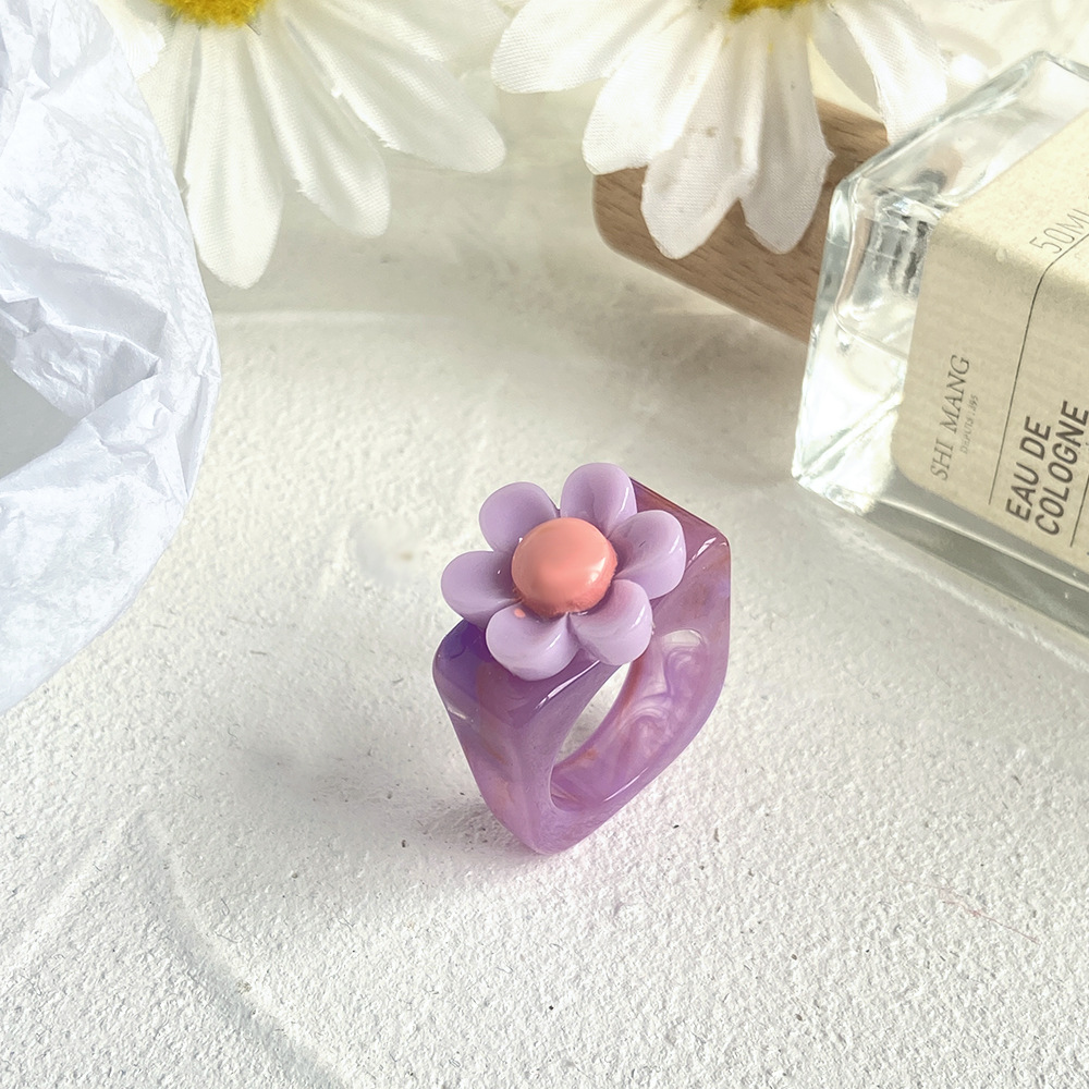 Wholesale Jewelry Flower Resin Wide Ring Nihaojewelry display picture 8