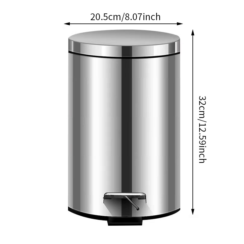 Bote de basura de acero inoxidable con tapa de pedal