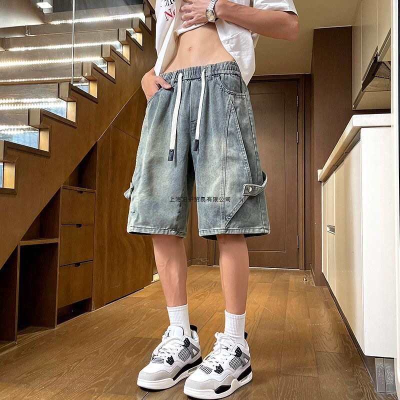 Denim Shorts for Boys, Summer Thin Style, Casual Five-Point Pants for Teenagers and Middle School Students, Loose Straight-Leg Mid-Length Pants for Boys Denim Shorts for Boys, Summer Thin Style, Casual Five-Point Pants for Teenagers and Middle School Students, Loose Straight-Leg Mid-Length Pants for Boys