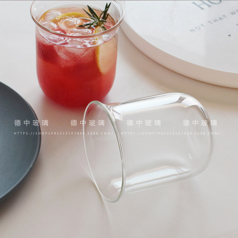 Simple Cute Chubby Expansion Cup Thickened High Borosilicate Glass Heat-resistant Water Cup Ins Milk Latte Coffee Cup