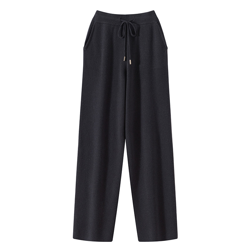 Men's Wool Pants Autumn and Winter New Thickened Fashion Knitted with Pockets Casual High-Waisted Drawstring Straight Pants Men's Wool Pants Autumn and Winter New Thickened Fashion Knitted with Pockets Casual High-Waisted Drawstring Straight Pants