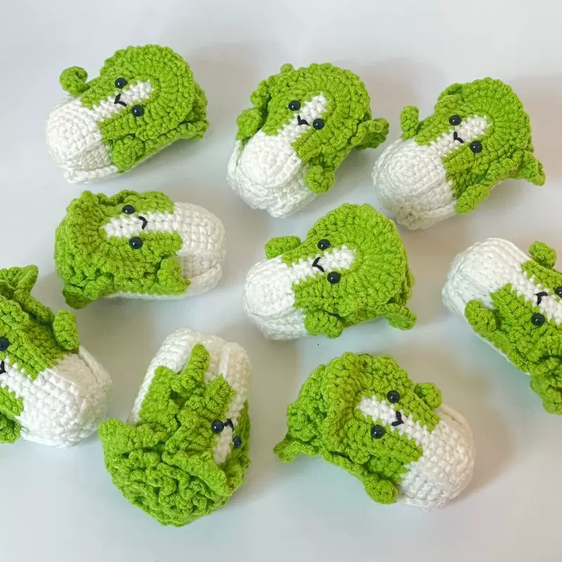 成品手工毛线编织白菜钥匙扣车载桌面摆件钩织蔬菜玩偶现货批发