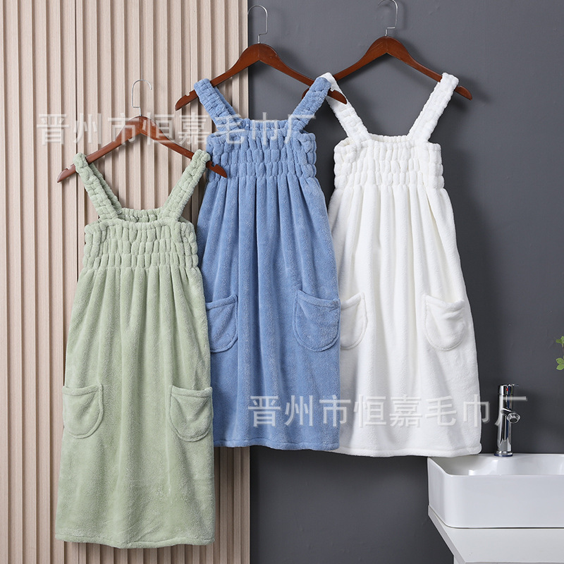 Sling Bath Towel Women's Wrapping Wearing Bath Skirt Cotton Absorbent Quick-drying 2024 Summer New Large Bath Skirt with Pocket Sling Bath Towel Women's Wrapping Wearing Bath Skirt Cotton Absorbent Quick-drying 2024 Summer New Large Bath Skirt with Pocket