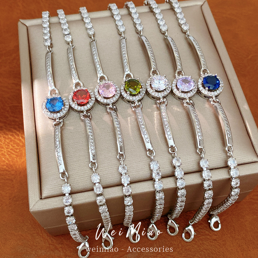 Pulsera redonda geométrica de piedra de silicio ligera de lujo nicho pulsera de alta calidad personalidad temperamento universal joyas de moda al por mayor