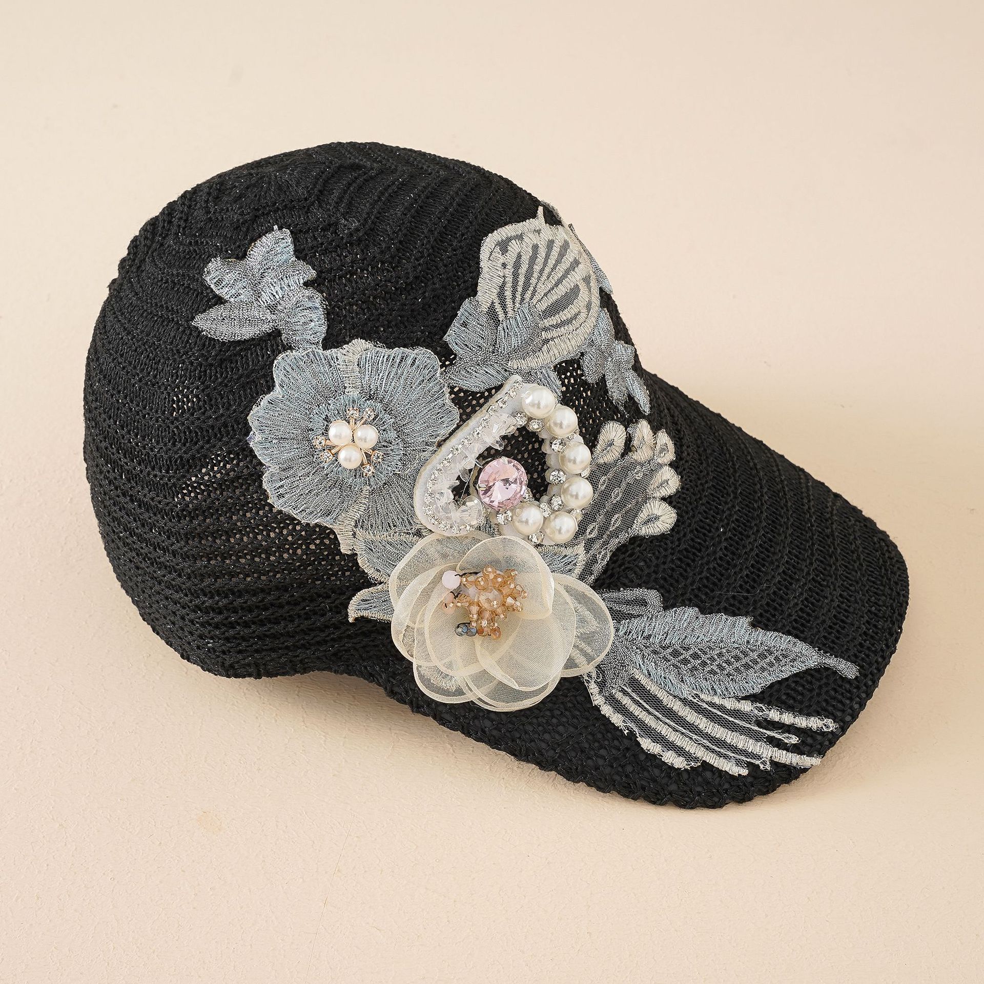 Sombrero de béisbol applique perla sombrero de sol moda al aire libre ocio sombrero de sol nuevo verano femenino
