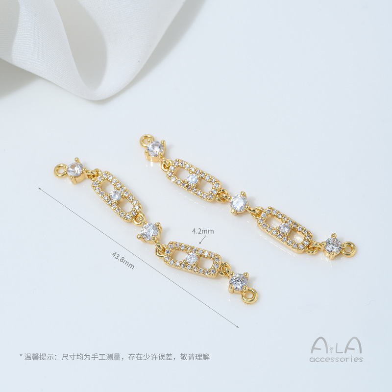 14K包金镶锆石蝴蝶葫芦樱花吊坠双吊手工diy珍珠手链项链吊饰配件|undefined