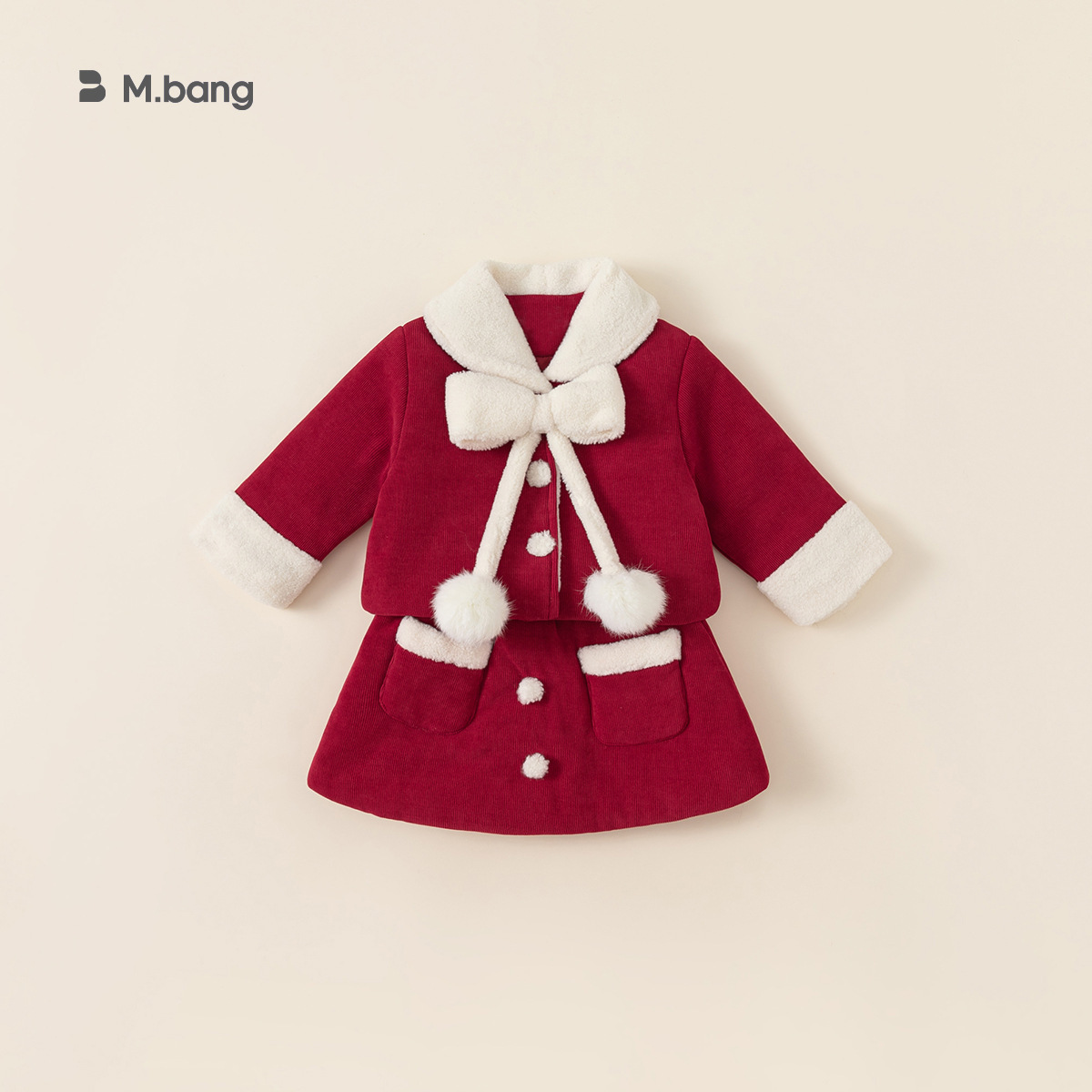 Ropa infantil Youbao, conjunto de dos piezas estilo Chanel para niñas, traje rojo para el Año Nuevo, vestido de cumpleaños, ropa de princesa