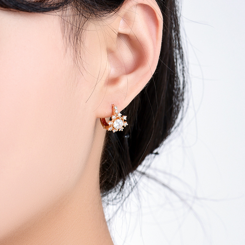 Aretes de Hebilla de Copo de Nieve de Aleación con Baño de Oro de 18K para Mujer image 5