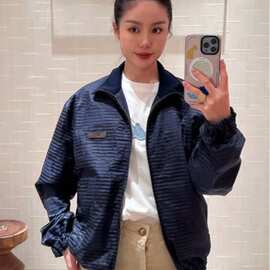 秋冬新款复古宽松休闲立领格纹外套情侣街头百搭夹克男女潮