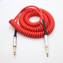 工厂批发6.35镀金/镀镍双直插头吉他低音乐器弹簧音频线可印LOGO