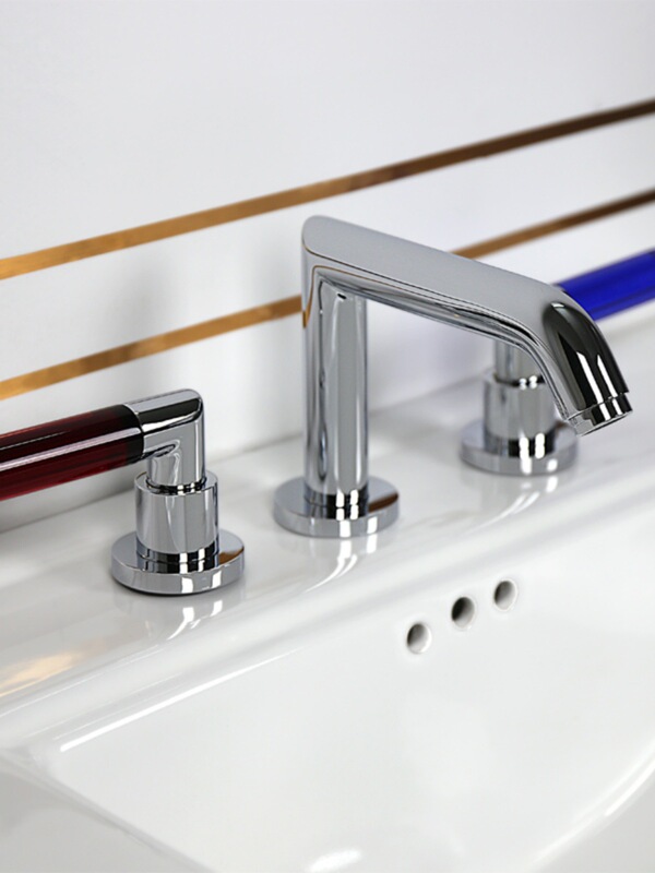 Butterfly Pottery New Product Obou Classic Crystal Double Handle Three-Hole Kitchen Basin Washbasin Faucet Full