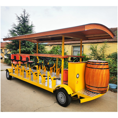 脚踏啤酒车移动酒吧车多人景区创意观光自行车beer bike厂家直销|ms