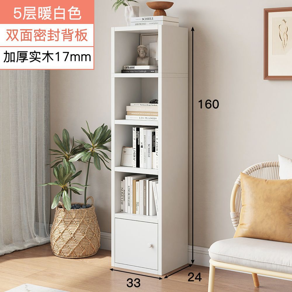 Estante de libros simple estante simple pequeño estante de libros contra la pared estante estrecho dormitorio de niños y estudiantes abertura de almacenamiento estilo nórdico