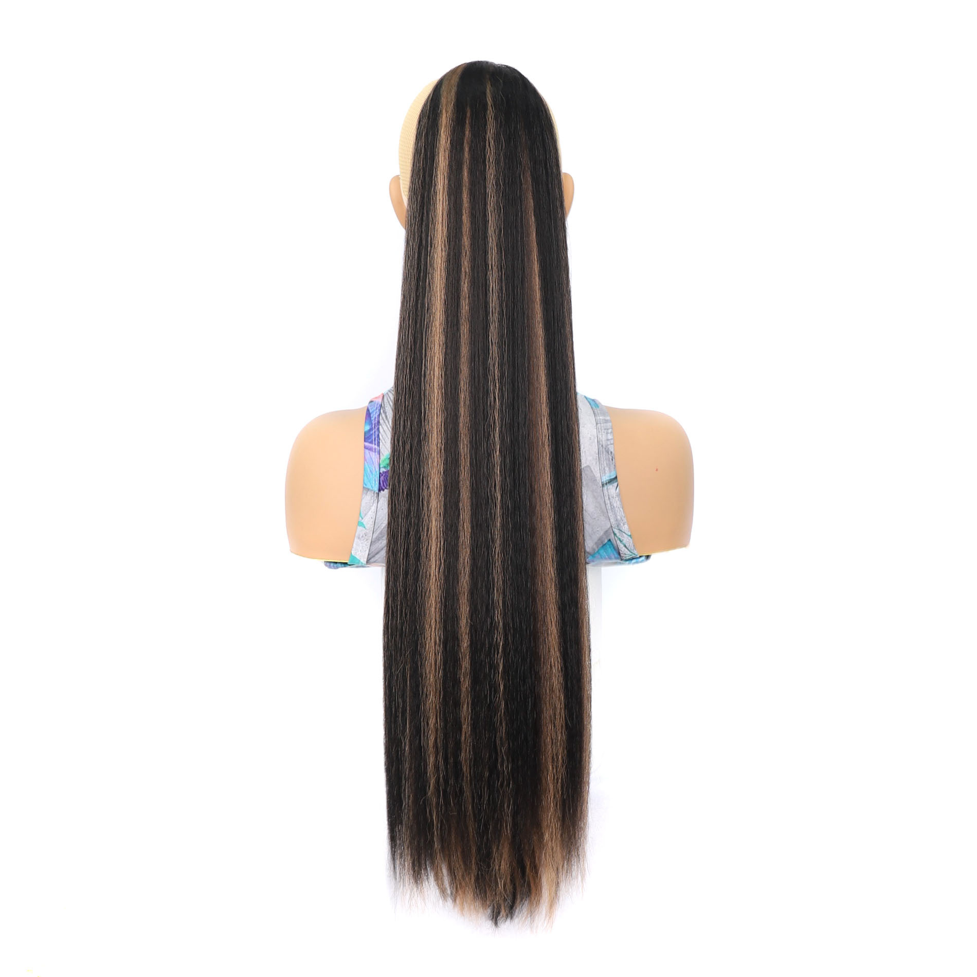 Capelli sintetici da 30 pollici con baffo di mais, corda da tiro, tasca in rete, parrucca soffice, coda di cavallo per capelli lunghi_voghion.com