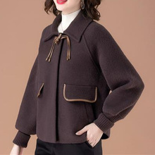 小个子妈妈春季毛呢短款外套2025新款40岁中年女春装洋气夹克上衣