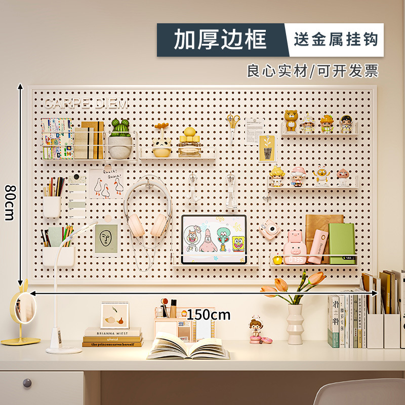 Tocador, estante, mesa de maquillaje de dormitorio integrada, combinación de tablero de agujeros y agujeros 2025 nuevo estante de almacenamiento de escritorio de lujo ligero