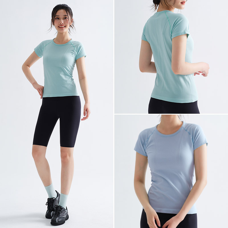 Fitness Clothing Women's Summer Yoga Clothing Quick-Drying Short-Sleeved Slim Breathable Training Running Top Thin Sports T-Shirt New