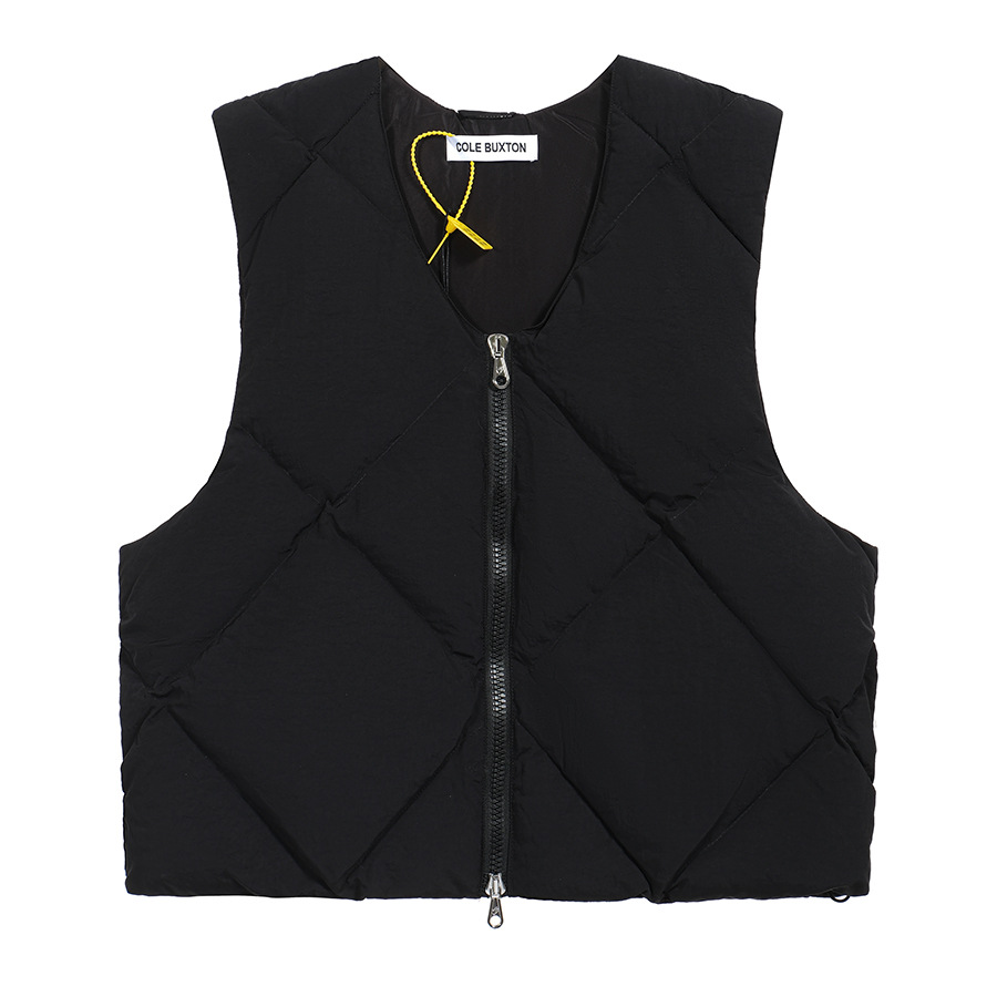 Alta versión Cole Buxton otoño y el invierno de color sólido High Street diamante Plaid zipper cardigan chaleco algodón capa ocasional