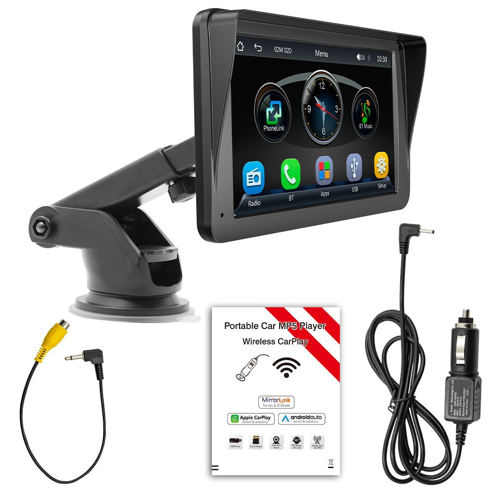 Cross-border 7-inch portable car Bluetooth MP5 player HD large screen wireless Carplay car navigation