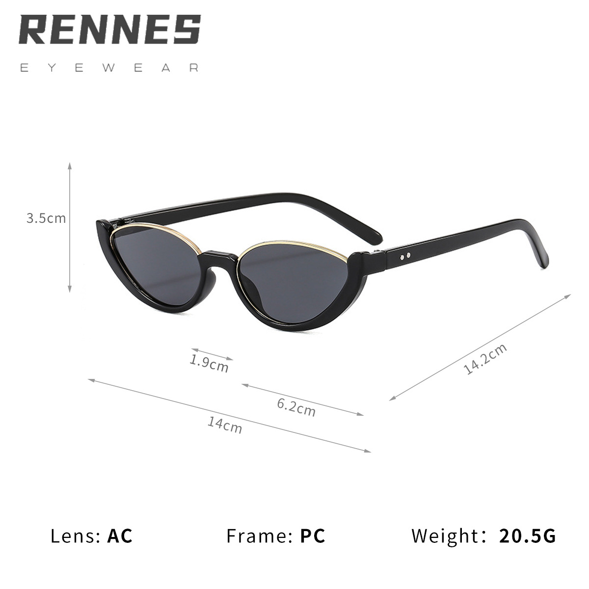 Nuevas gafas de sol de media montura con ojos de gato transfronterizas, chicas calientes europeas y americanas, nicho, gafas de sol de protección solar de hip-hop de calle Sunglass