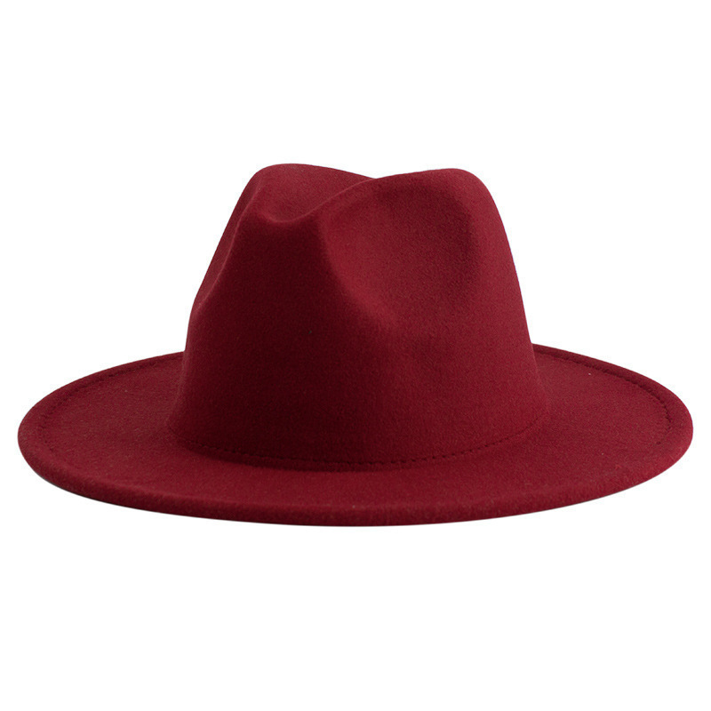 Feltro negro al por mayor estilo británico retro 60 por ciento logotipo bordado de jazz sólido sombrero hombre sombrero de lana sombrero