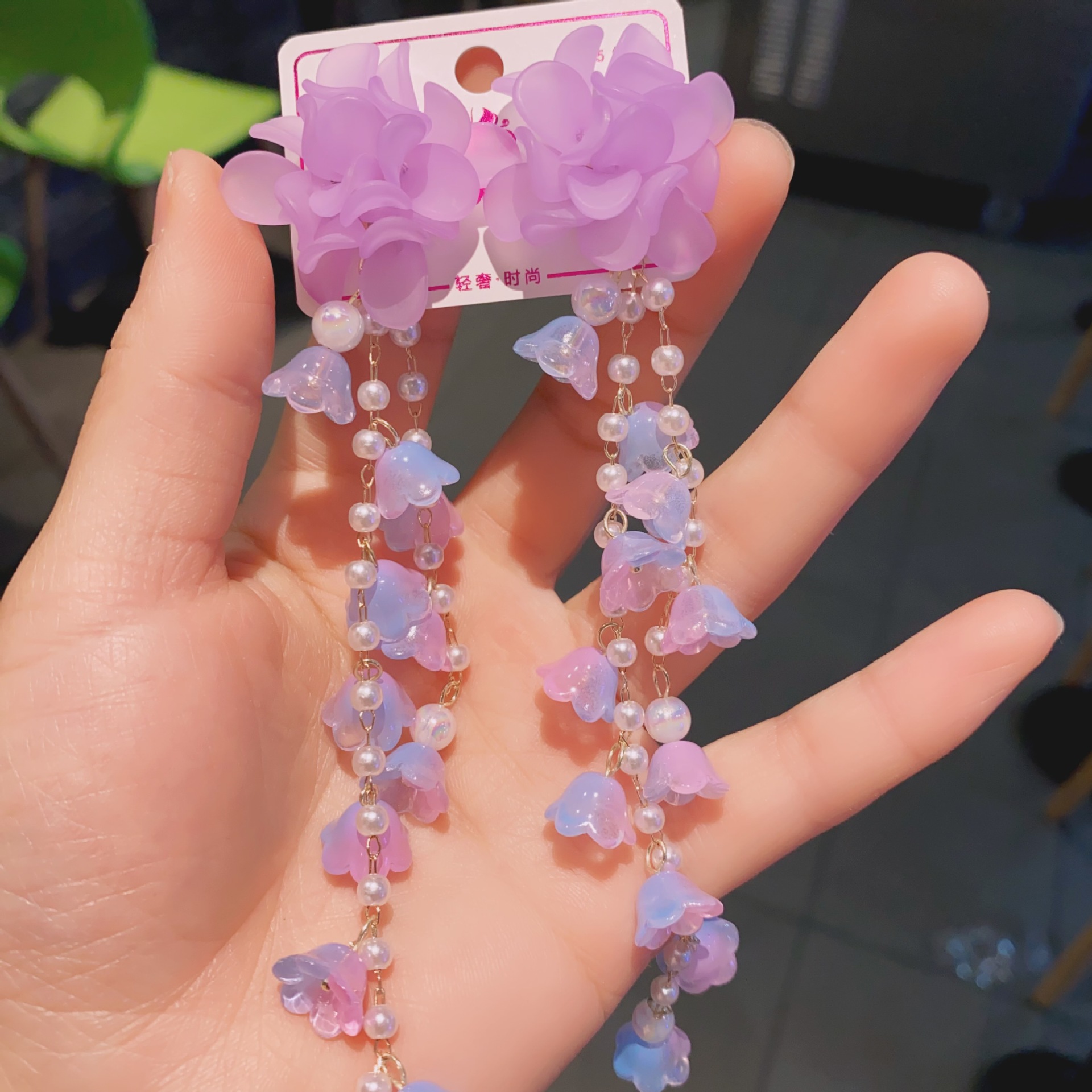 Elegant Flower Arylic Imitation Pearl Drop Earrings display picture 7