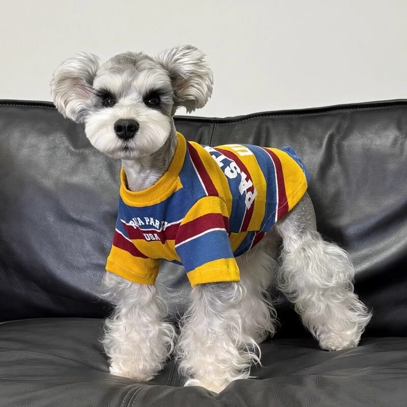 Summer Trendy Thin Breathable T-Shirt for Small Dogs and Cats, Anti-Shedding Summer Outfit for Schnauzer and Teddy Pets