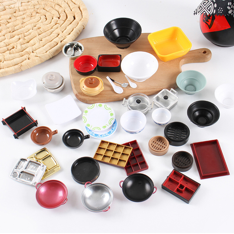 Miniature Simulation Tableware Accessories DIY Food Toys Dollhouse Pretend Play Small Plates Bowls Spoons Forks Hot Pot Props Miniature Simulation Tableware Accessories DIY Food Toys Dollhouse Pretend Play Small Plates Bowls Spoons Forks Hot Pot Props
