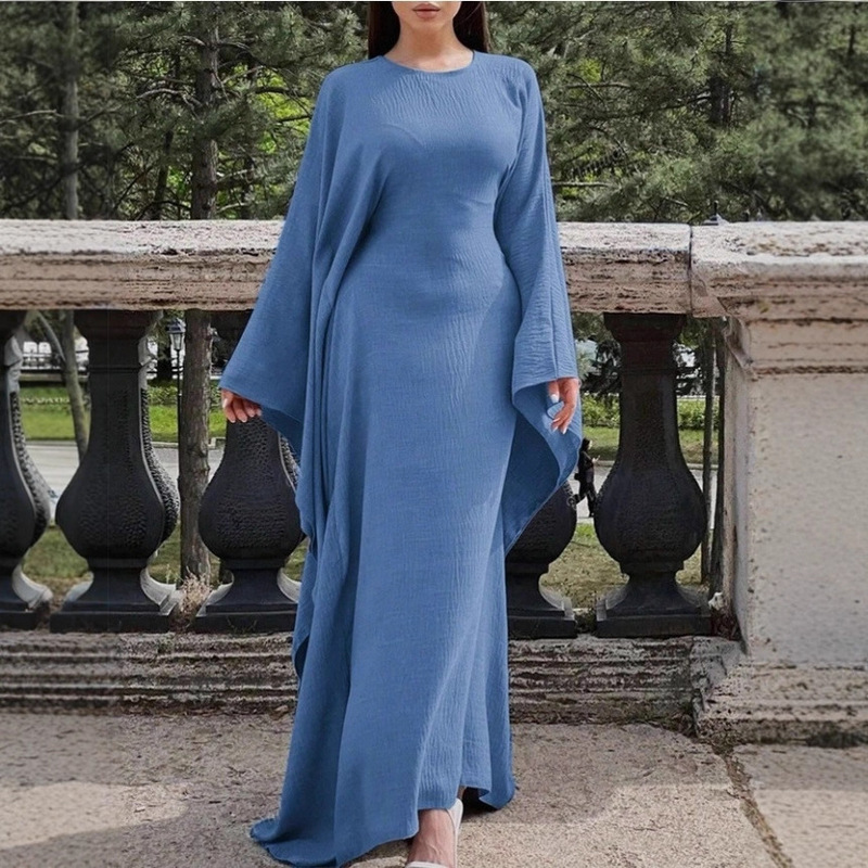 跨境欧美气质优雅纯色长袖礼服裙连衣裙女装2025秋冬亚马逊独立站|undefined