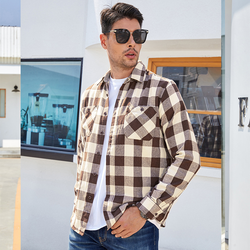Autumn and winter flannel plaid size, men's shirt, inch shirt_voghion.com