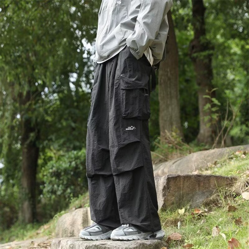 Mountain Retro Crock Pants Boys Spring and Autumn New Waterproof Mountaineering Pants Rushant Pants Trendy Brand Loose Parachute Pants