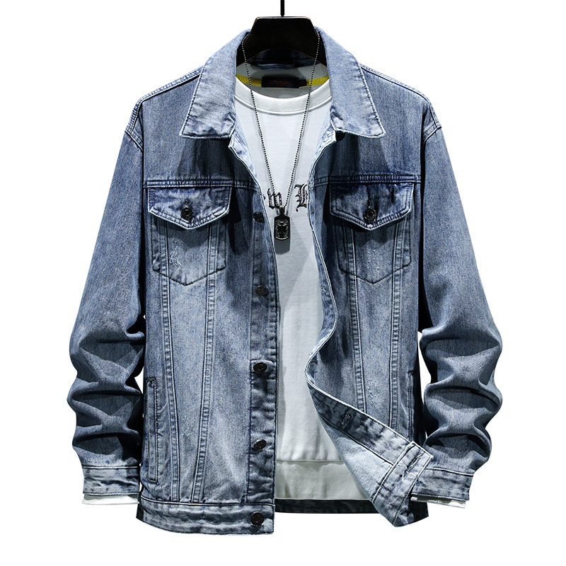 Giacca da lavoro slim fit da uomo per la primavera 2022, cappotto in denim ricamato, top stampato, marchio di tendenza europeo e americano._voghion.com