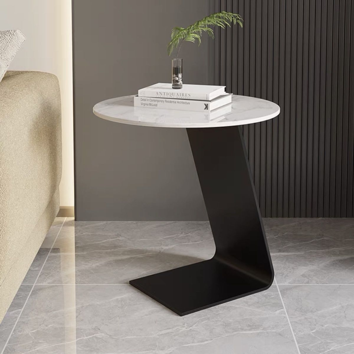 Living Room Sofa Rock Board Small Side Table Light Luxury Modern Simple Balcony Coffee Table Small Round Table Bedside Creative Side Table