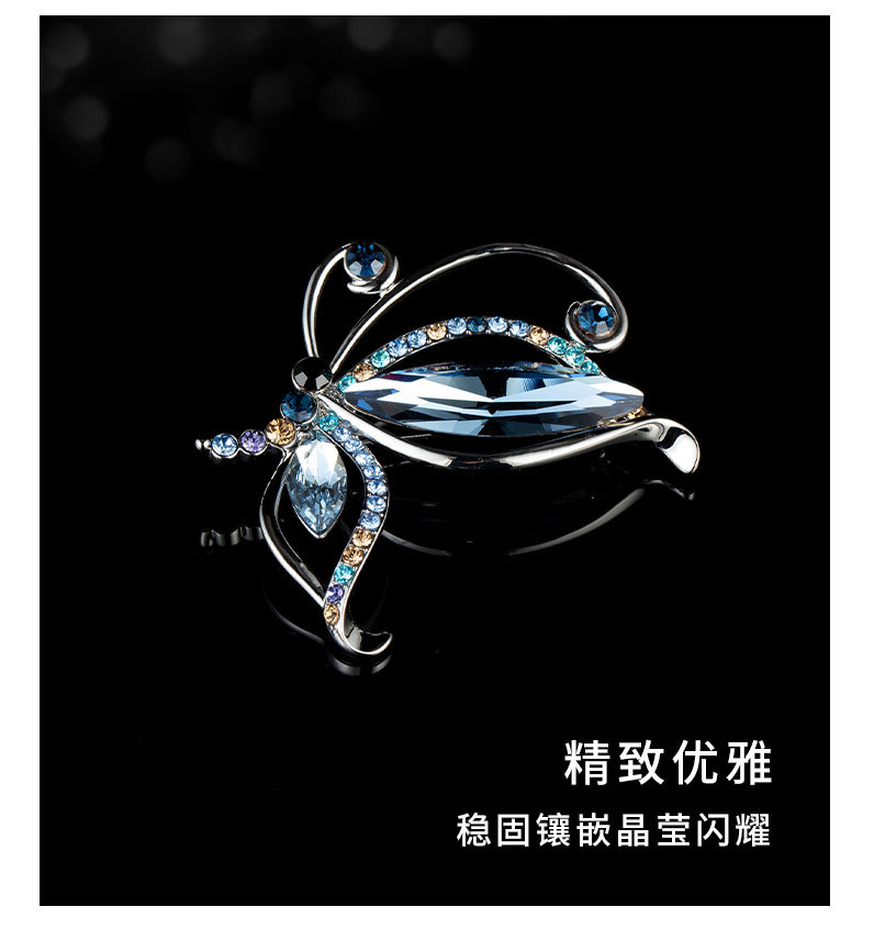 春夏简约时尚水晶蝴蝶胸针独特新颖灵动昆虫胸花送礼纪
