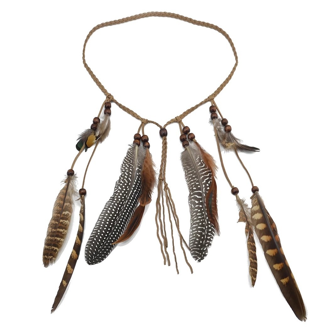 Bohemio estilo étnico banda de pelo indio tribu pluma tocado atracciones turísticas Venta caliente accesorios especiales para el cabello al por mayor