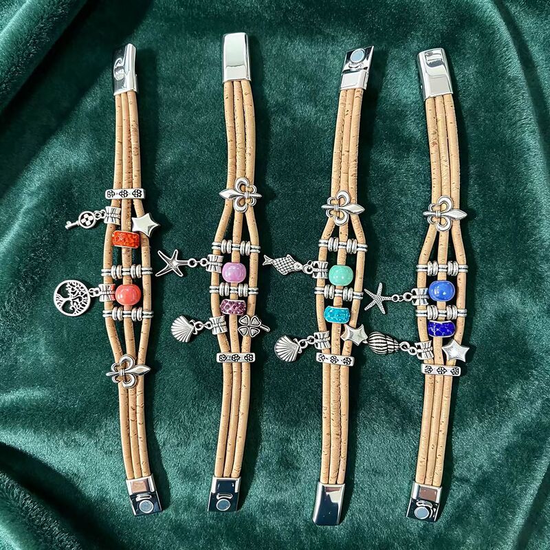 Eco-friendly cork material vintage paisley pattern bracelet, cross-border jewelry, in-stock bracelet