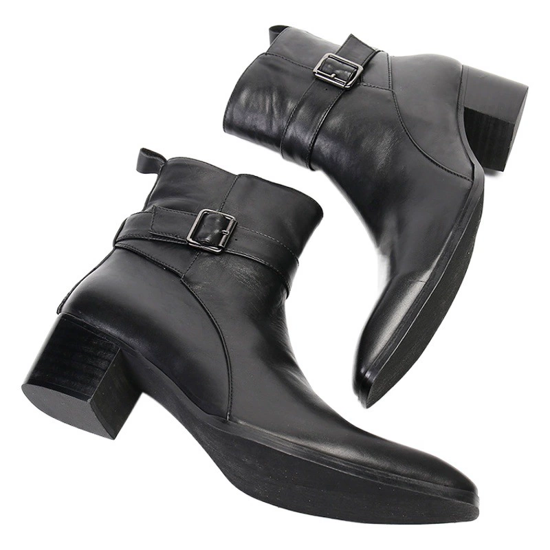 Ботинки Челси, мужские ботинки со средним верхом из воловьей кожи, мужские ботинки, мужские кожаные ботинки, обувь из кожи до середины икры, высокий верх, британский острый носок