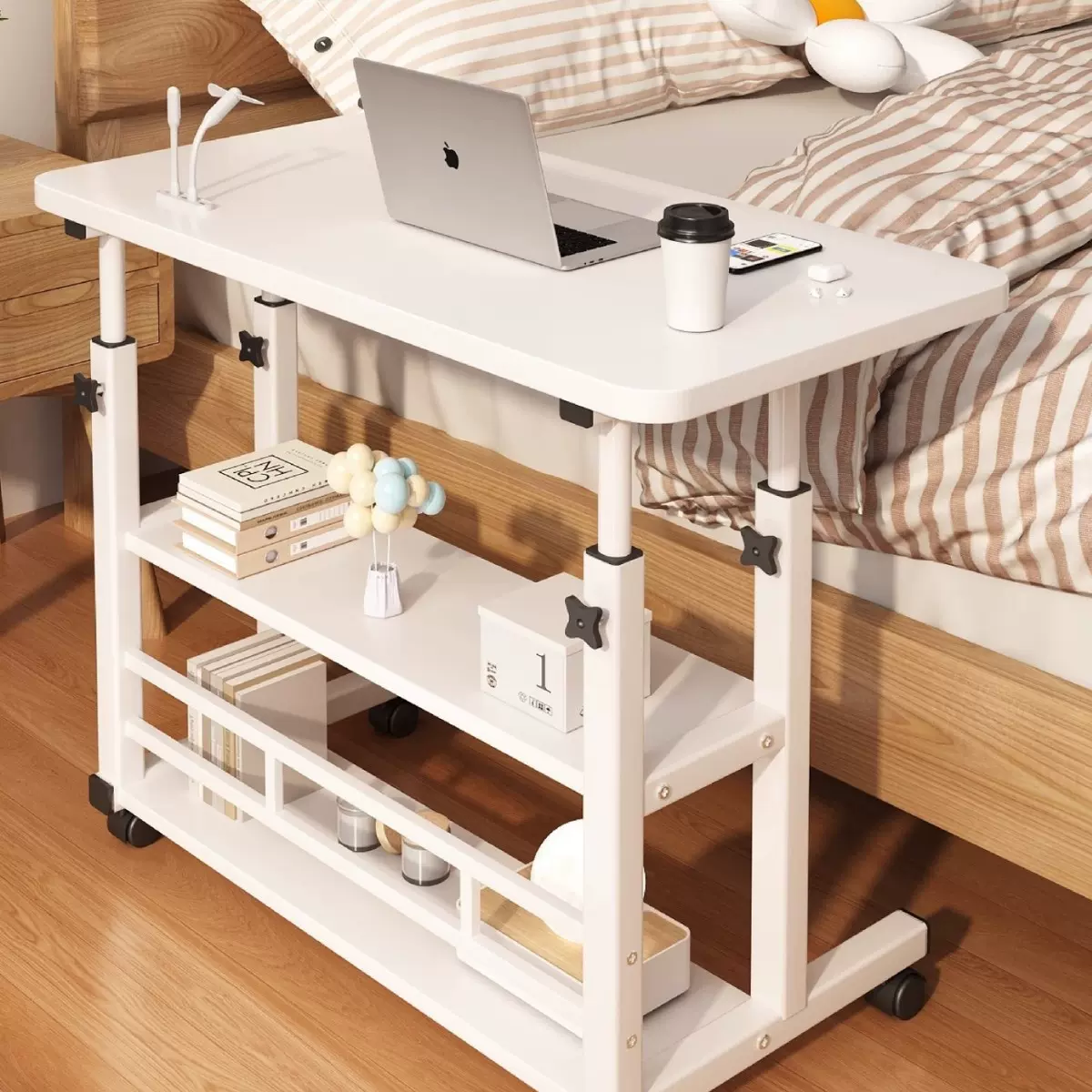床边桌带轮子简约小桌子卧室家用学生书桌简易升降宿舍懒人电脑桌