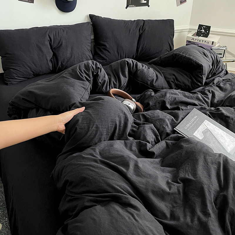 Madre y bebé clase A dormitorio desnudo cuatro piezas de algodón puro algodón colcha cubierta sábanas de cama de dormitorio de estudiantes tres piezas de conjunto
