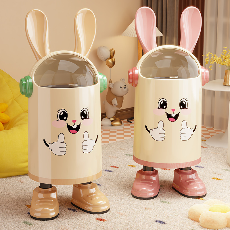 Rabbit Ear Trash Can, High Aesthetic Value, Cute Household Waste Bin with Lid for Bathroom, Bedroom, Living Room, Cartoon Creative Paper Basket