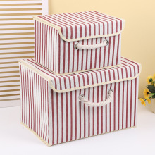 帆布收纳箱带盖两件套棉绳手提收纳盒可折叠