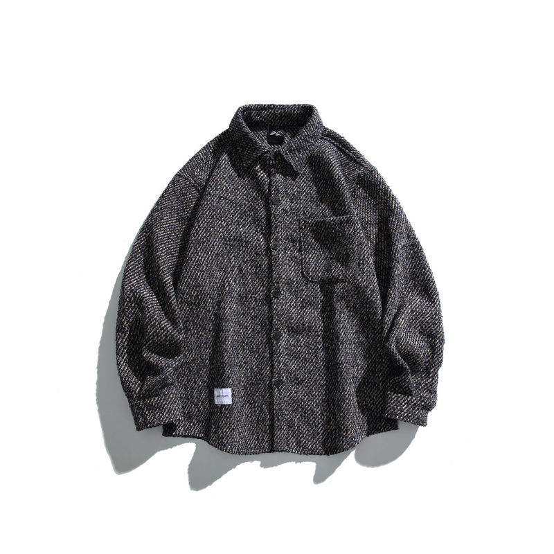 Japanese Retro Tweed Long-Sleeve Chanel-Style Shirt for Men, Autumn 2024 New Stylish and Cool Shirt Jacket Japanese Retro Tweed Long-Sleeve Chanel-Style Shirt for Men, Autumn 2024 New Stylish and Cool Shirt Jacket