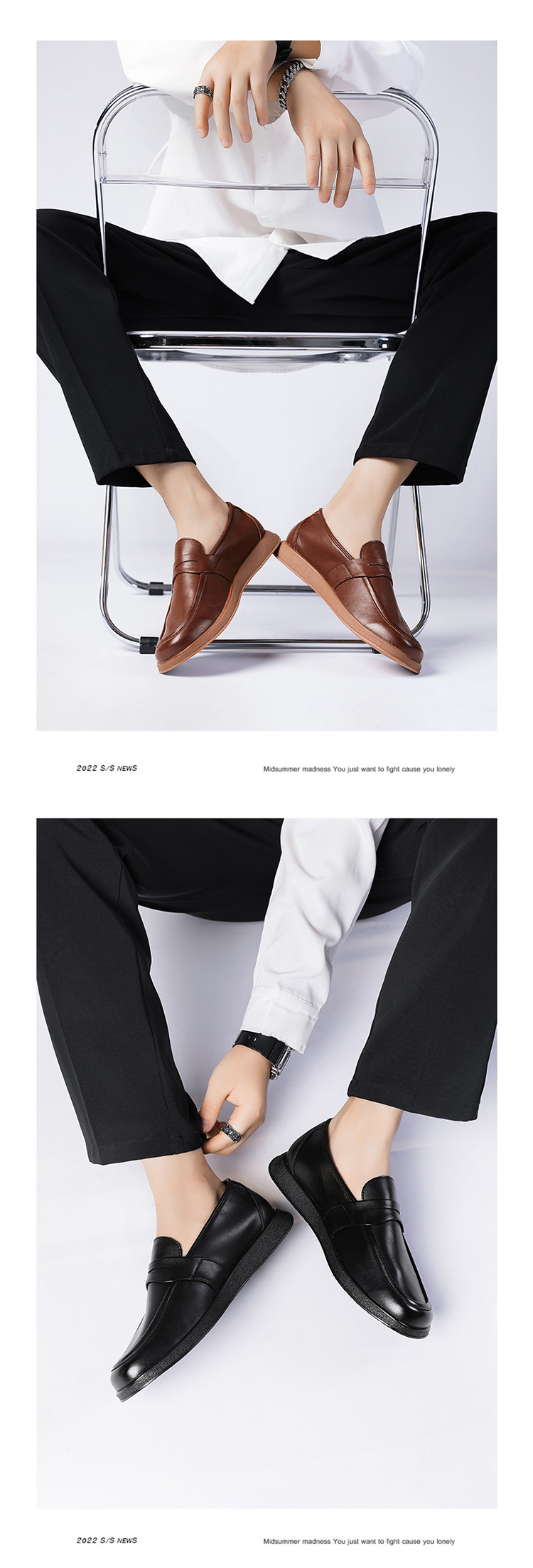 New square head leather shoes men's business soft bottom breathable casual shoes_vogvips.com