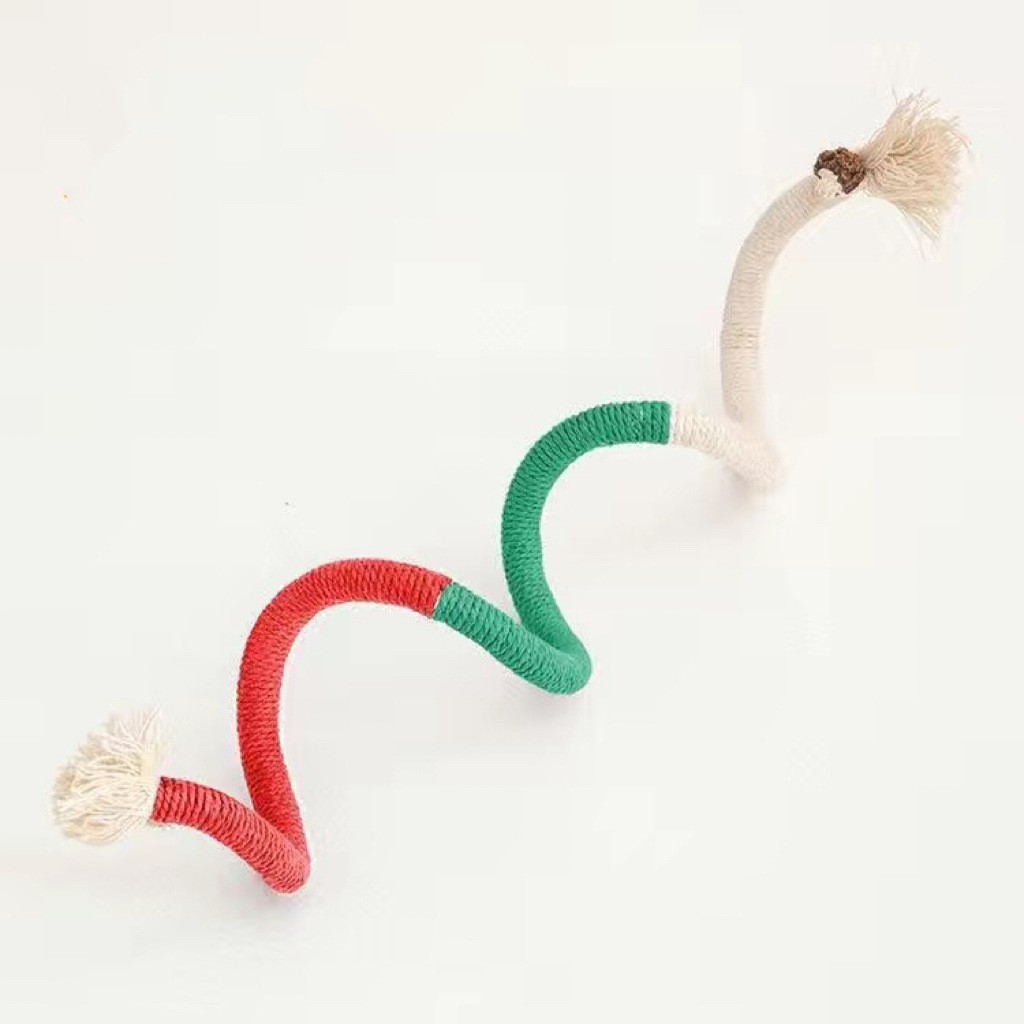 60cm 빨간색과 녹색 씹는 밧줄 고양이 놀리는 막대기 (곤충과 과일)