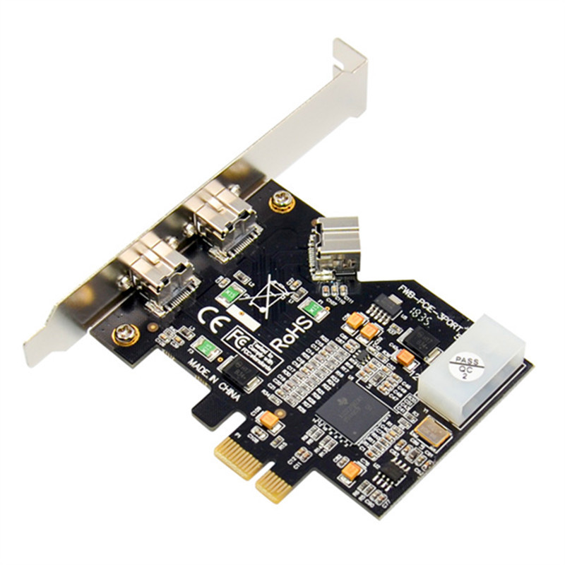 PCIE转3口 1394B卡 PCI-E转1394B卡 火线800 德州TI芯片采集卡