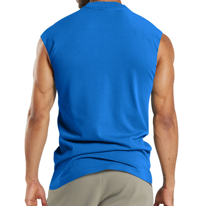 2024 Summer New Kam Shoulder Large Men's Short Sleeve Button Pocket Sleeveless T-shirt_voghion.com