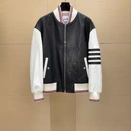 高端TF男士  羊皮拼色棒球服夹克外套 柔软细腻拼接设计 时尚简约