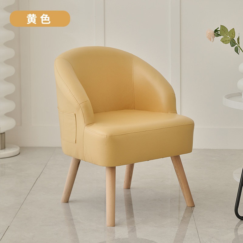 Sofá de ocio de madera sólida silla de respaldo de dormitorio pequeño balcón tela económica perezosa